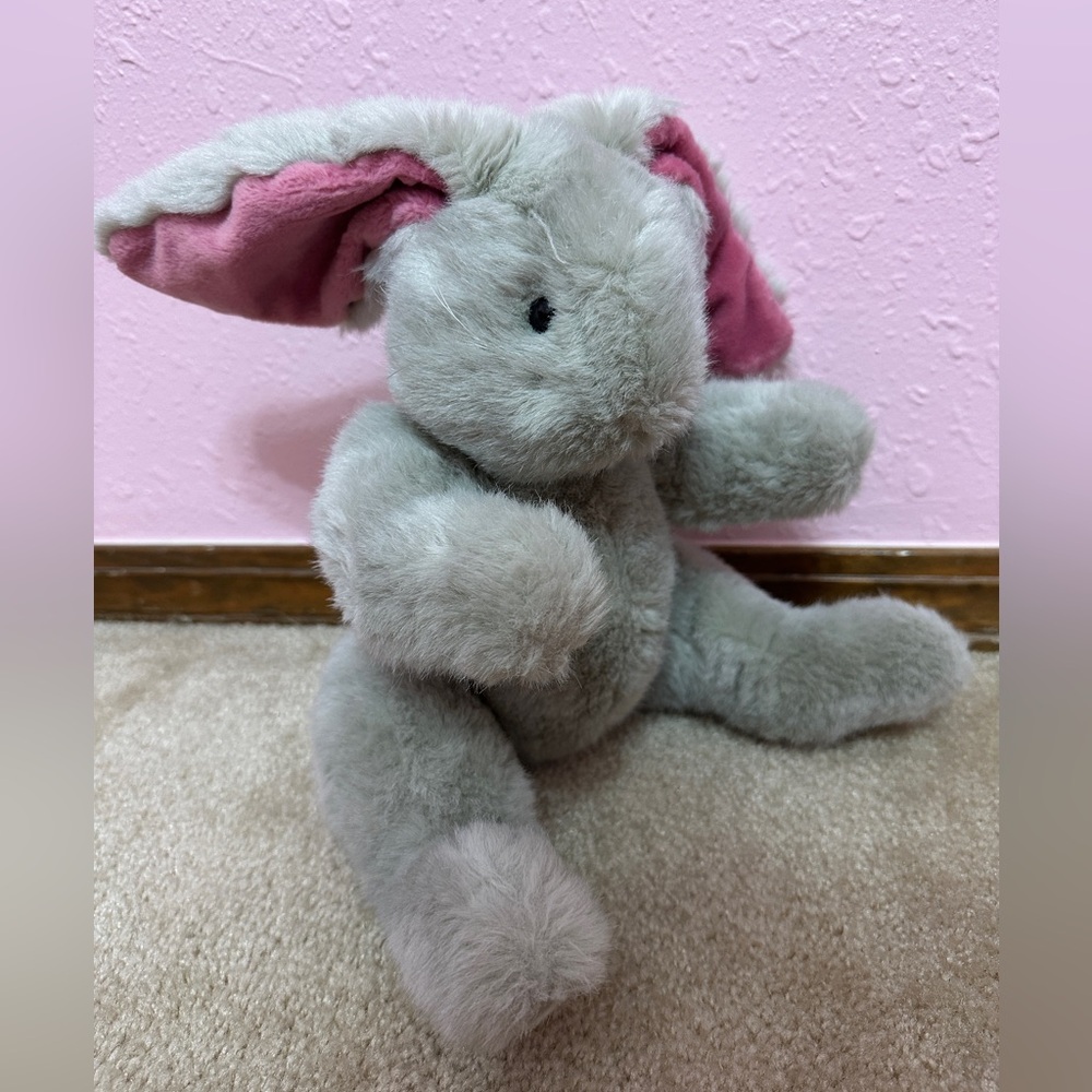 North American Bear Co. Grey Gray Jointed Bunny Rabbit Plush 14” Vintage Toy